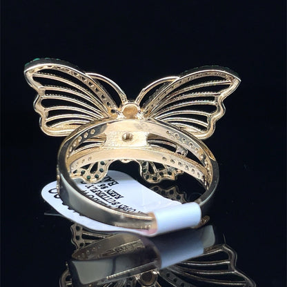 14k Yellow Gold CZ Butterfly Ring 3.90g Size 6.252