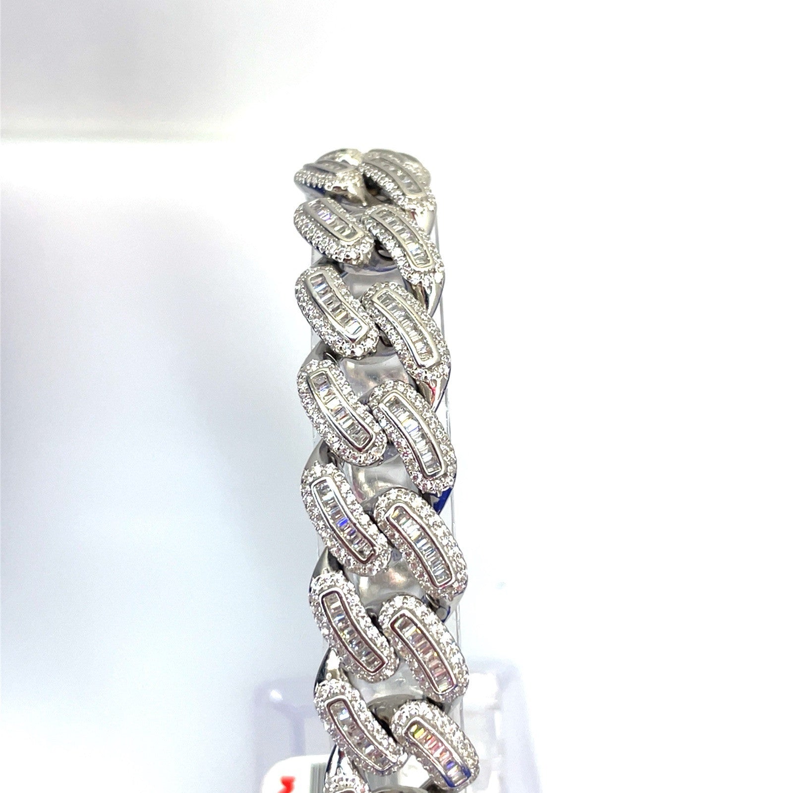 925 Sterling Silver 8.75” Men’s CZ Cuban Bracelet 64.00g 14.5mm0