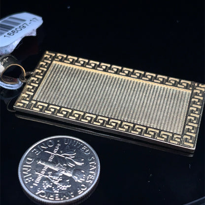 10k Yellow Gold Rectangle Versace Edge Pendant 7.30g 2