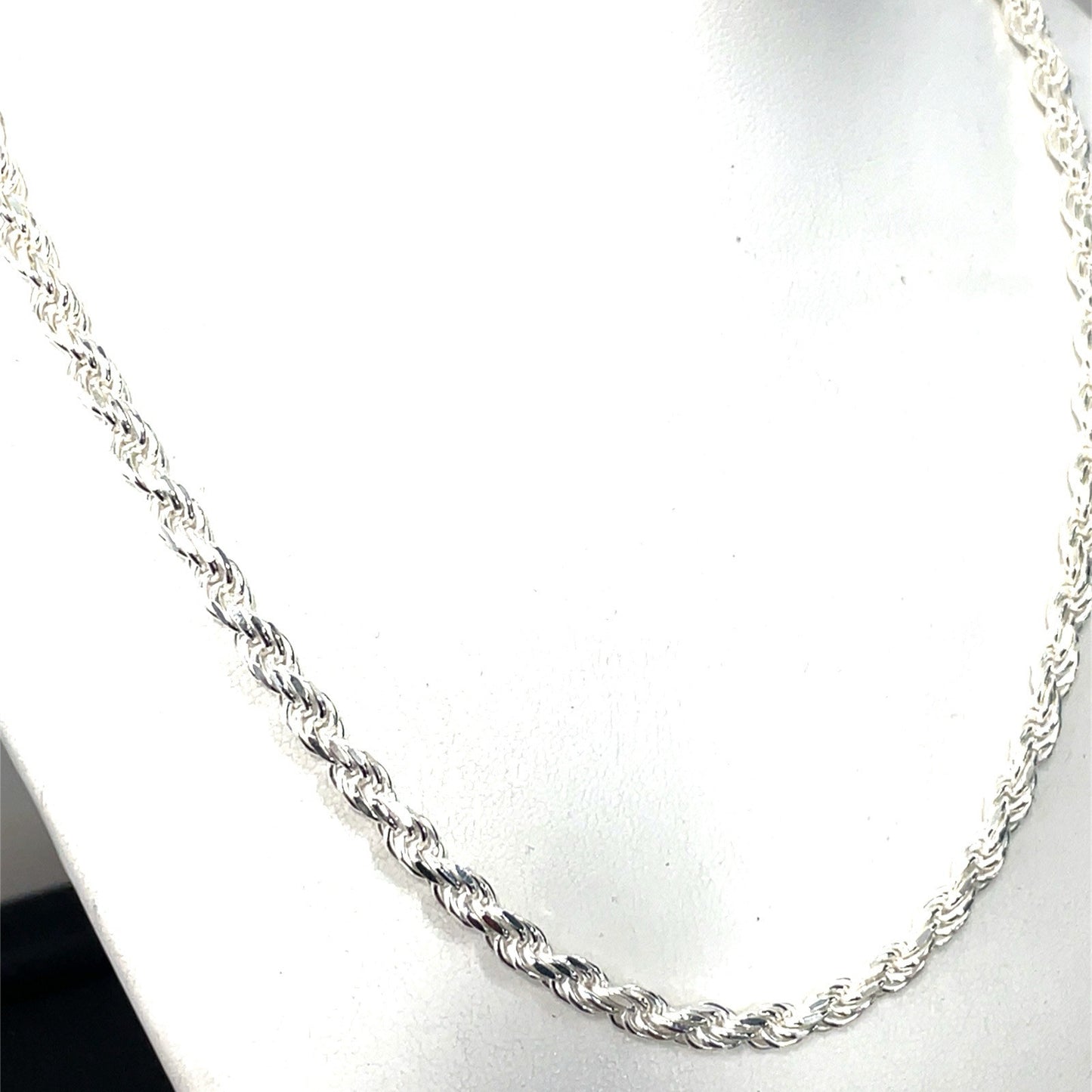 925 Sterling Silver 18” Rope Necklace 34.00g 4.5mm0