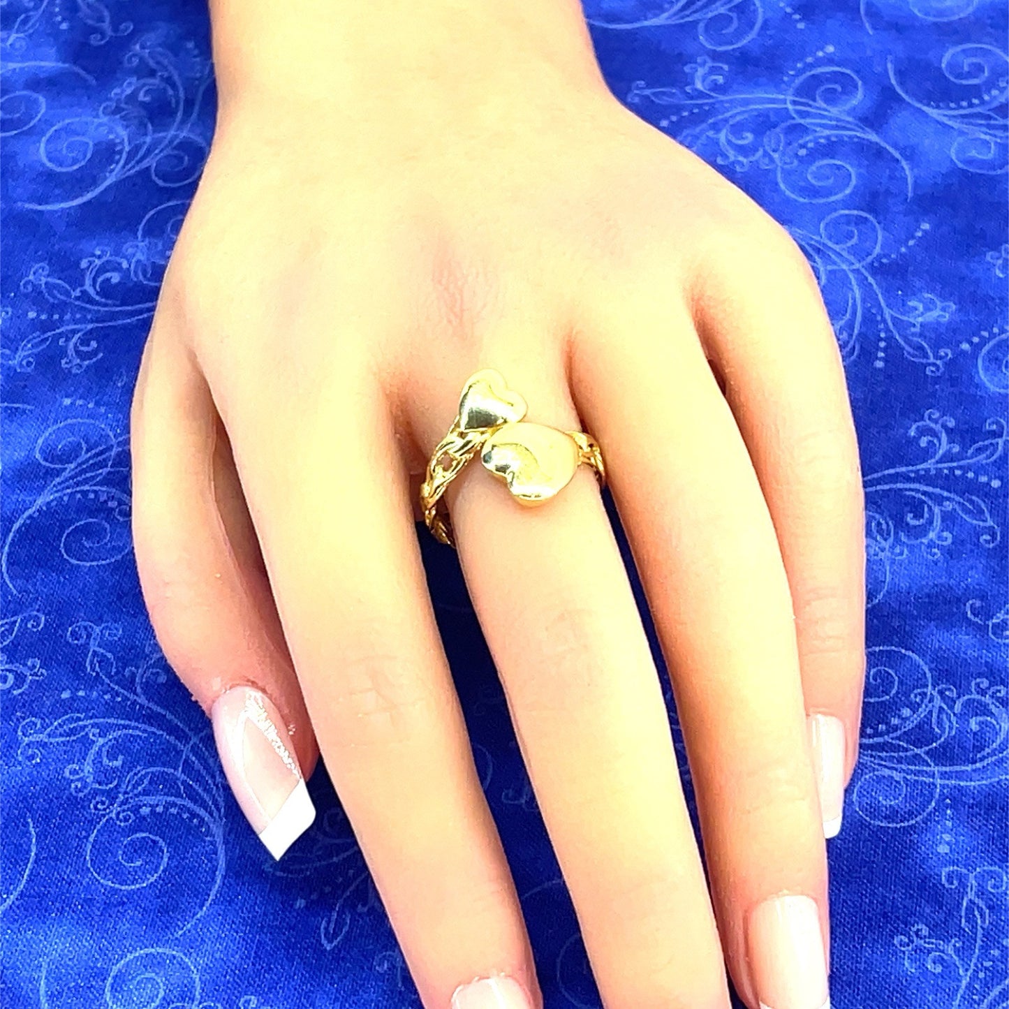 14k Yellow Gold Heart Cuff Ring 3.86g Size 8.53