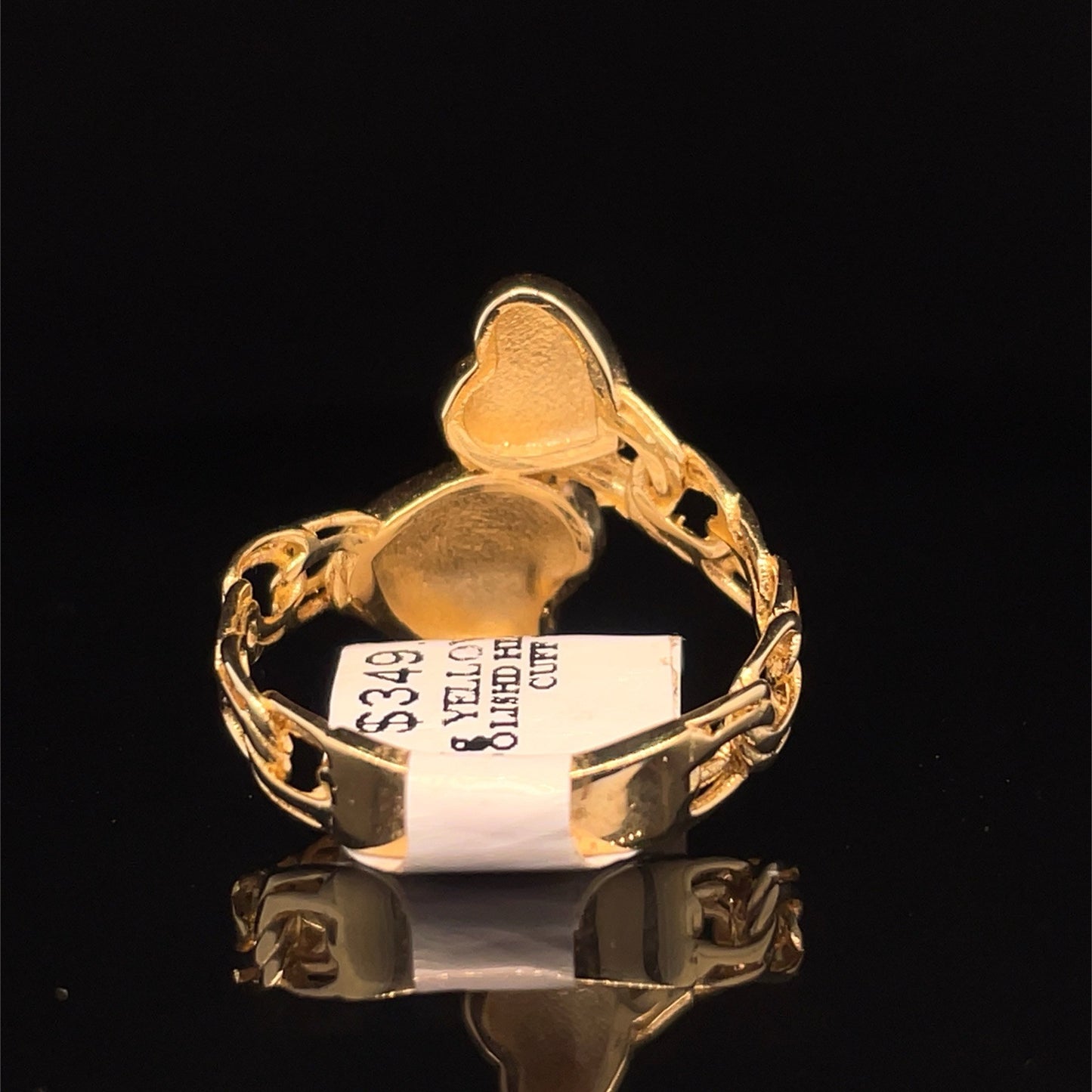 14k Yellow Gold Heart Cuff Ring 3.86g Size 8.52