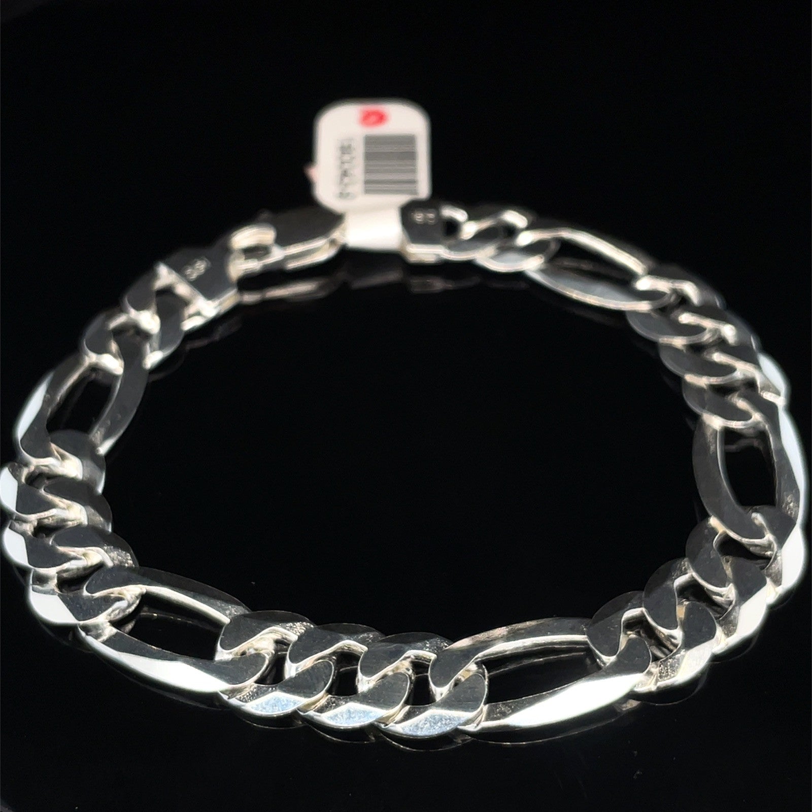 925 Sterling Silver 8” Flat Figaro Men’s Bracelet 18.40g 9.7mm1