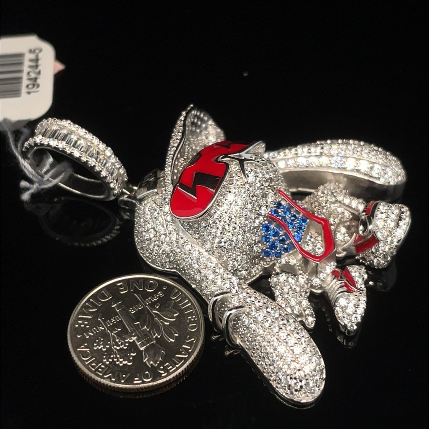 925 Sterling Silver Men’s CZ Hip Hop Bunny Pendant 22.63g2