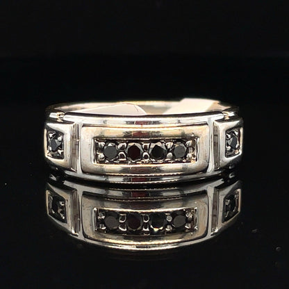 10k White Gold With Black CZ Ring 5.00g Size 9.50