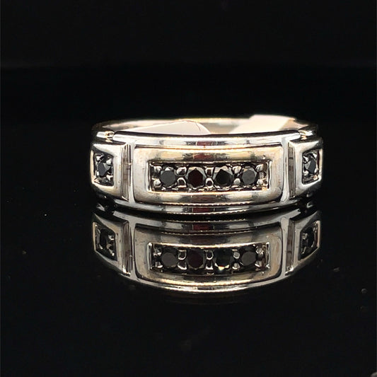 10k White Gold With Black CZ Ring 5.00g Size 9.50