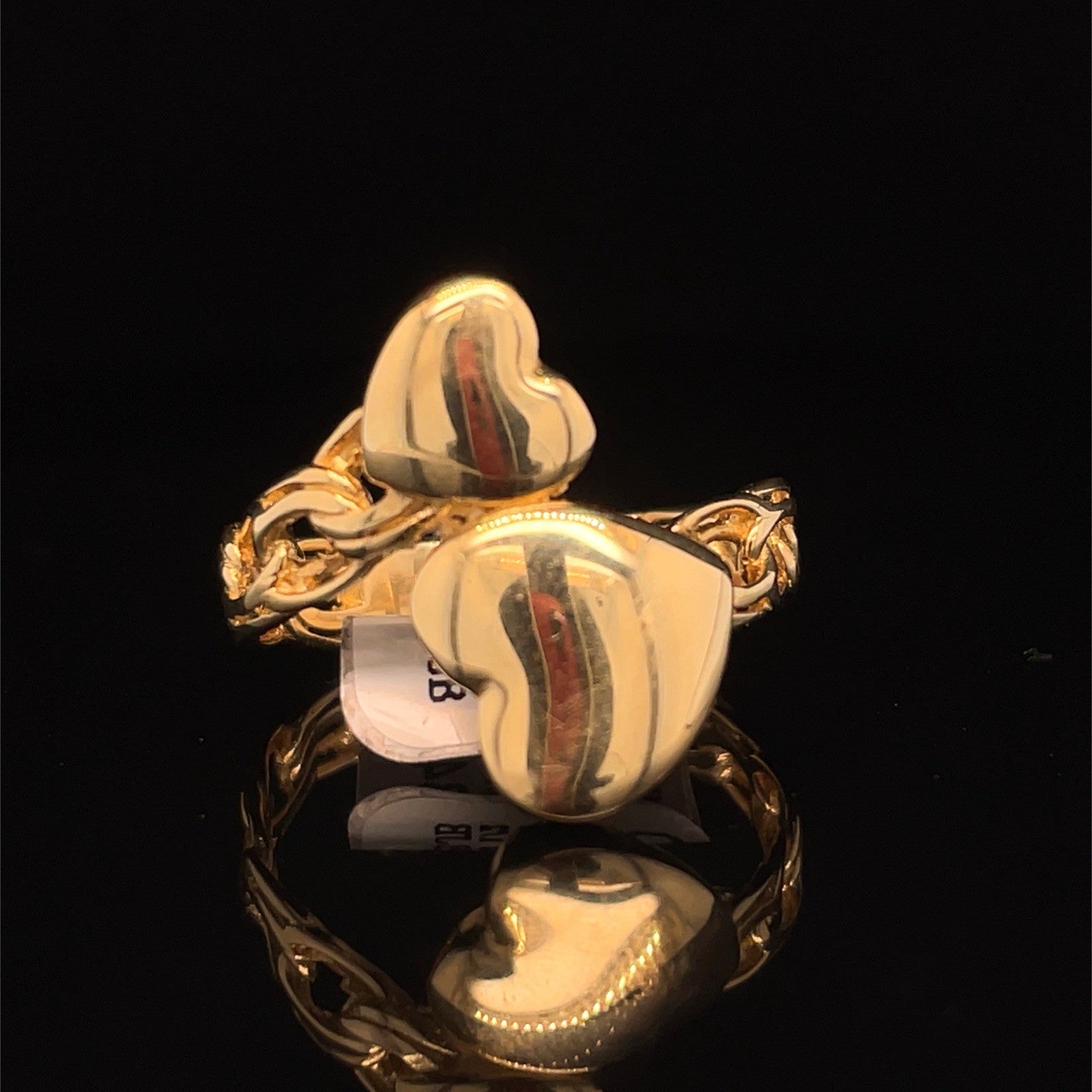 14k Yellow Gold Heart Cuff Ring 3.86g Size 8.50