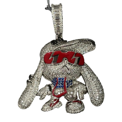 925 Sterling Silver Men’s CZ Hip Hop Bunny Pendant 22.63g0