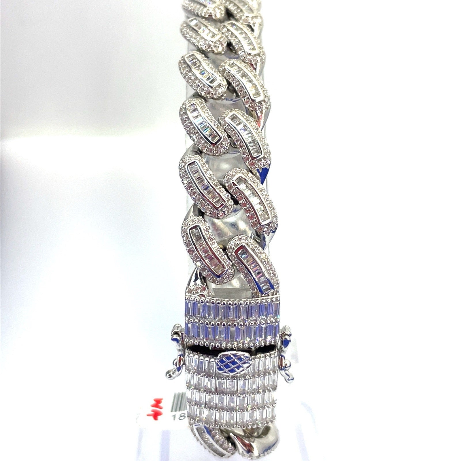 925 Sterling Silver 8.75” Men’s CZ Cuban Bracelet 64.00g 14.5mm1