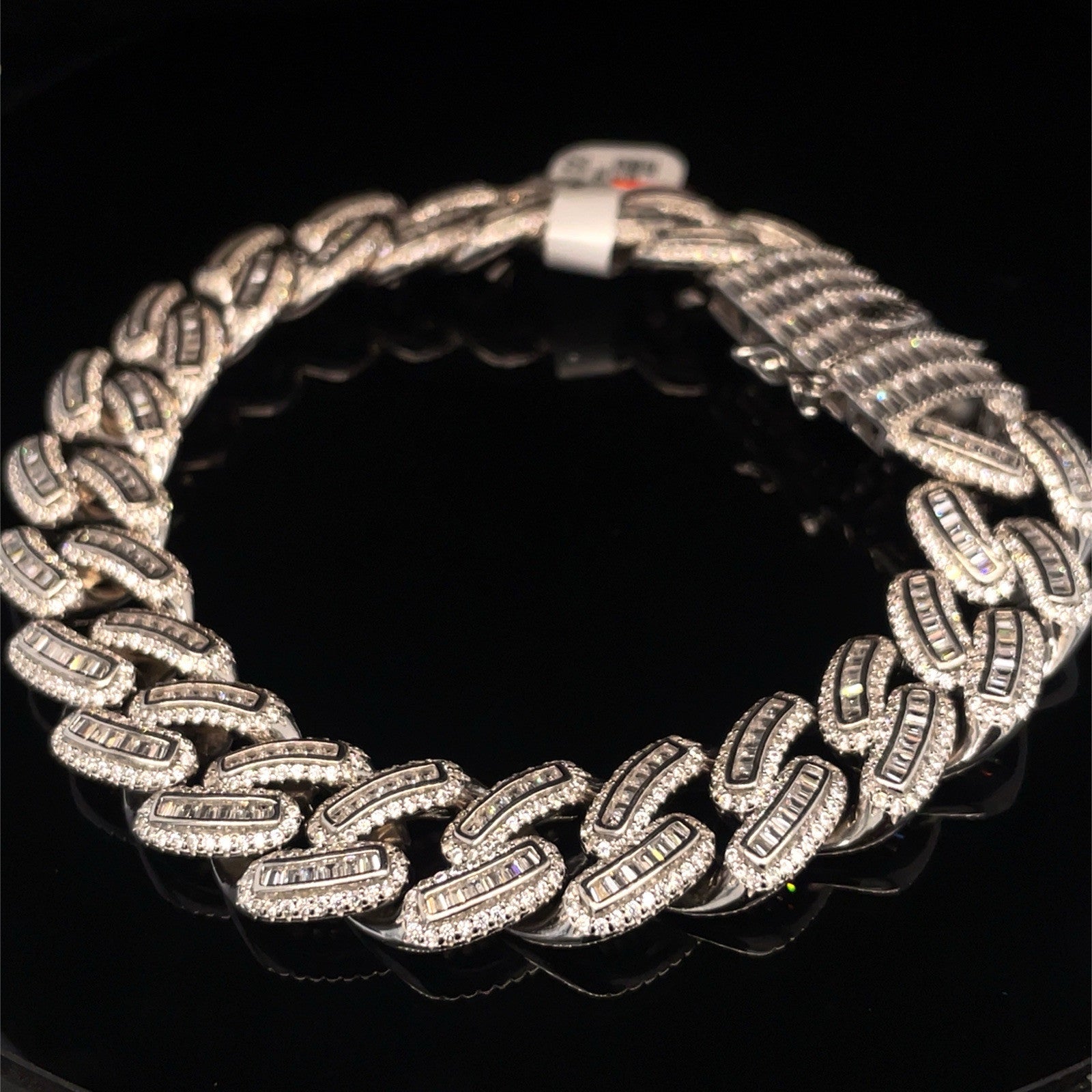 925 Sterling Silver 8.75” Men’s CZ Cuban Bracelet 64.00g 14.5mm2