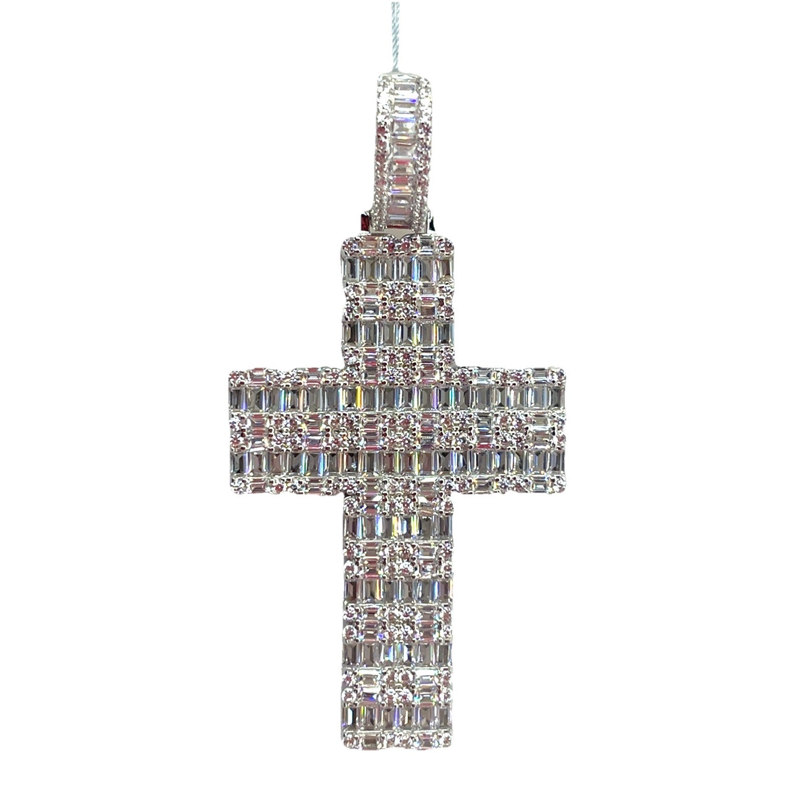 925 Sterling Silver CZ Cross Pendant 13.40g0
