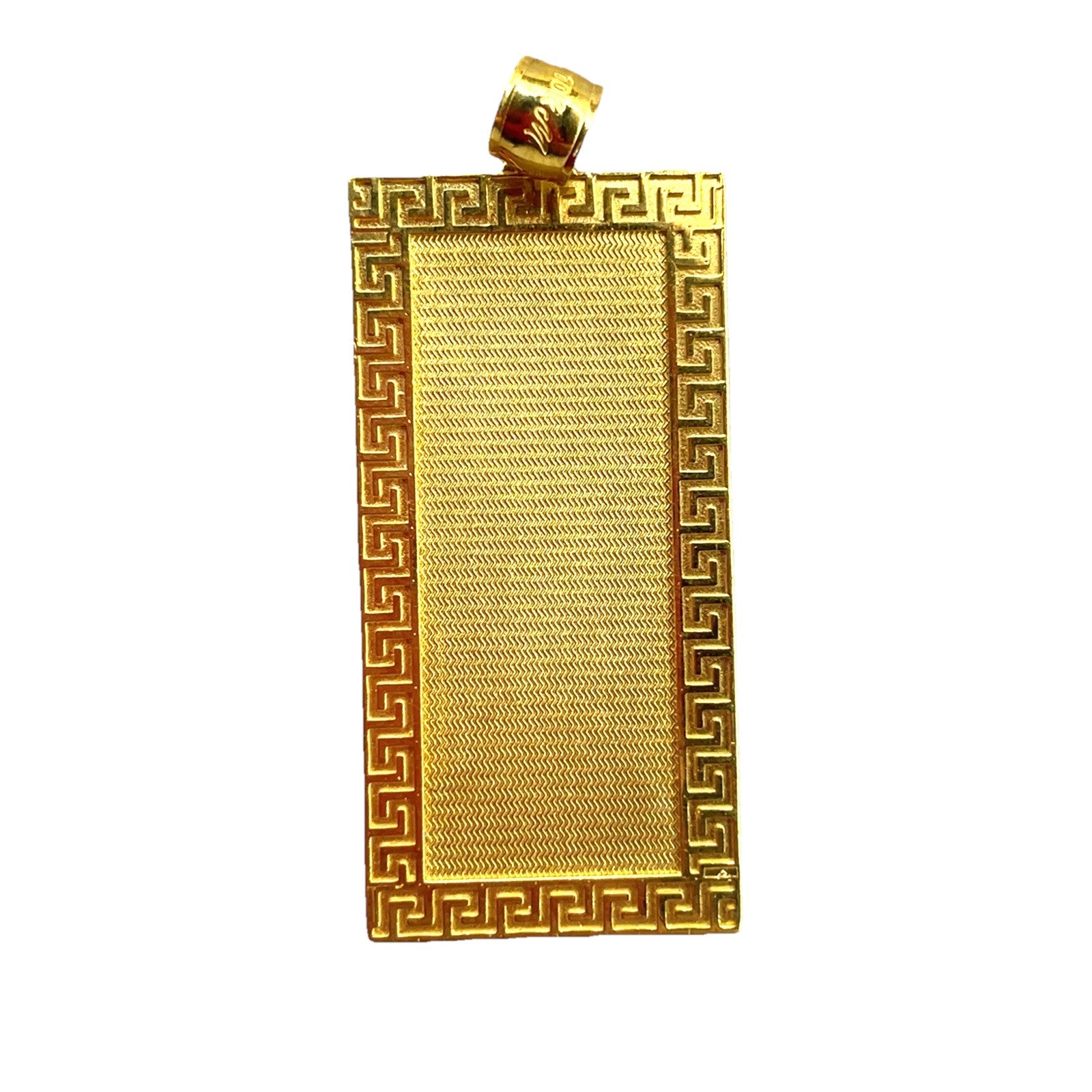 10k Yellow Gold Rectangle Versace Edge Pendant 7.30g 0