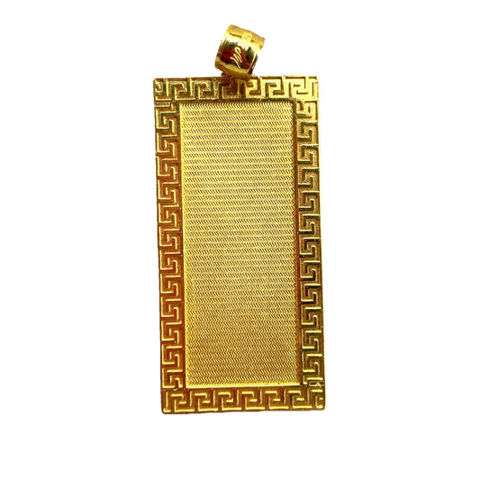 10k Yellow Gold Rectangle Versace Edge Pendant 7.30g 0